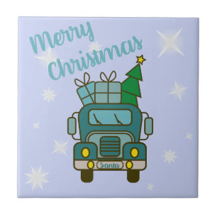 Azulejo De Cerâmica Papais noeis de frente de caminhão Feliz Natal