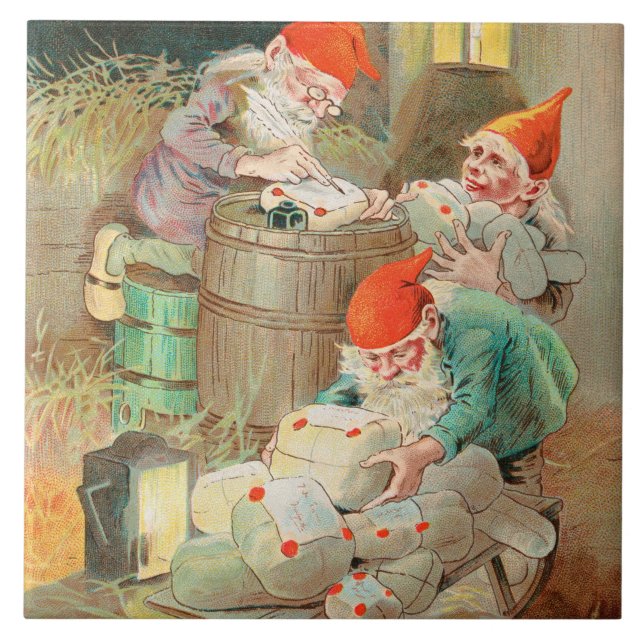 Azulejo De Cerâmica Papais noeis de Natal suecos (por Jenny Nyström) (Frente)