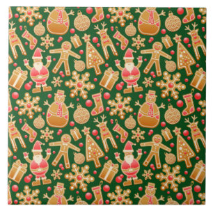 Azulejo De Cerâmica Papais noeis e Biscoitos de Natal com Gingerpão d