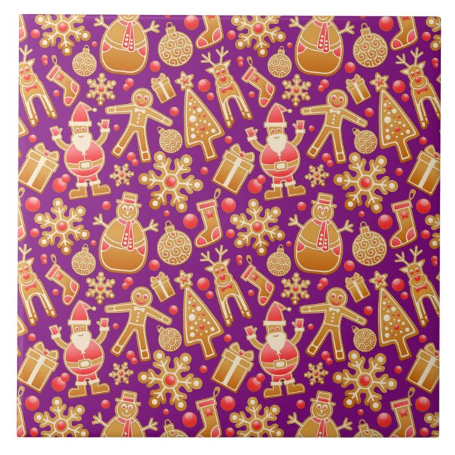 Azulejo De Cerâmica Papais noeis e Biscoitos de Natal com Gingerpão de (Frente)