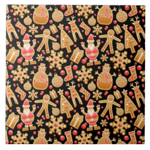 Azulejo De Cerâmica Papais noeis e Biscoitos de Natal com Gingerpão de