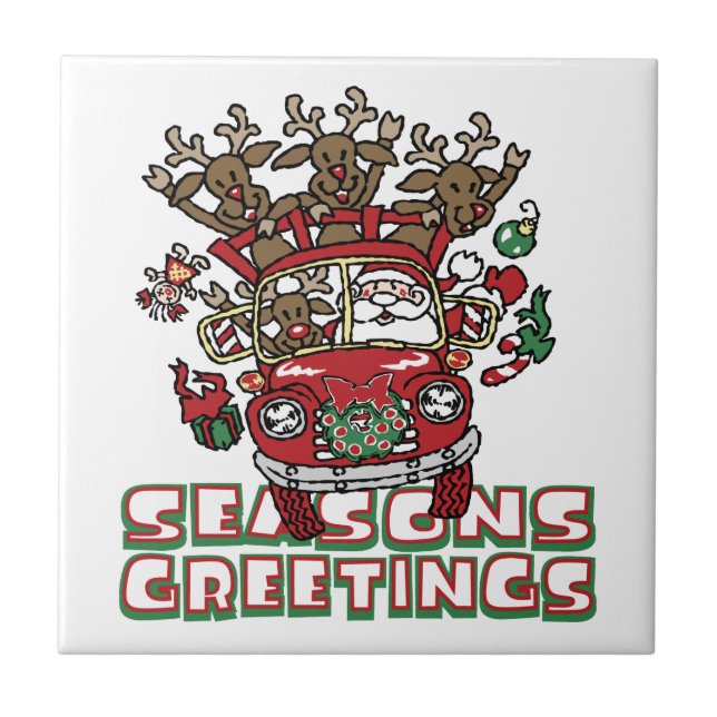 Azulejo De Cerâmica Papais noeis Woody e sua Cartoon de Natal para a R (Frente)