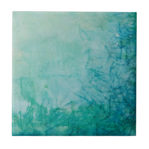 Azulejo De Cerâmica Papel com abstrato azul, verde, e preto da pintura