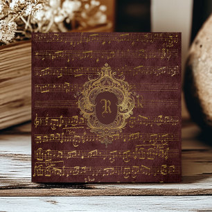 Azulejo De Cerâmica Papel de Música com Brasão Monograma Clássico Burg