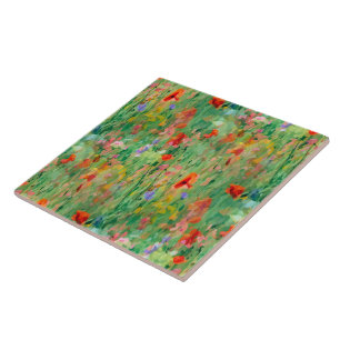 Azulejo De Cerâmica Papel de Parede Floral de Campo de Glória de Verão