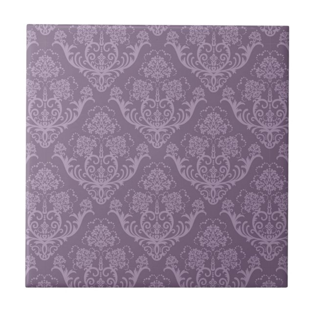 Azulejo De Cerâmica Papel de parede floral roxo (Frente)