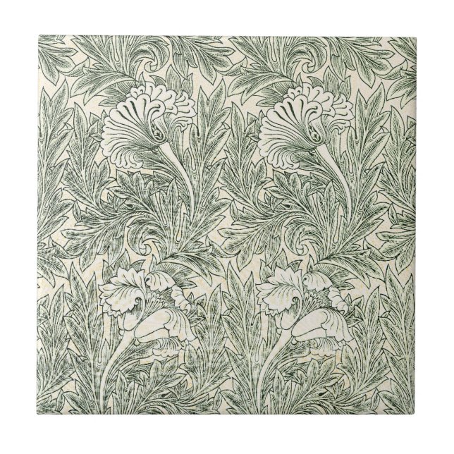 Azulejo De Cerâmica Papel de Parede Tulipa de William Morris Clássico  (Frente)