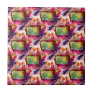 Azulejo De Cerâmica Papel de parede verde, vermelho abstrato