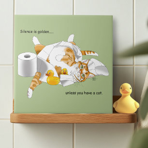 Azulejo De Cerâmica Papel higiênico de gengibre de laranja