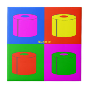 Azulejo De Cerâmica Papel higiênico retrô-psicodélico Pop