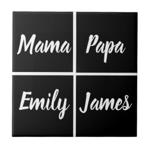 Azulejo De Cerâmica Papel Quadrado De Preto E Branco Engraçado E Nomes