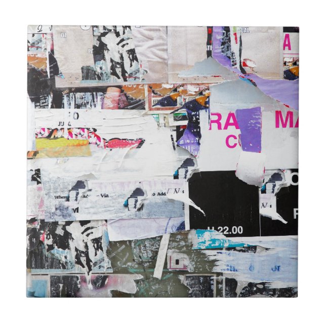 Azulejo De Cerâmica Papel rasgado estilo de Banksy da parede dos (Frente)