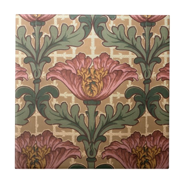 Azulejo De Cerâmica Papoila Como Flor, Rosa (Frente)