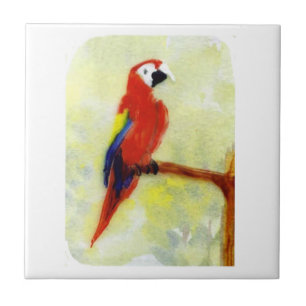Azulejo De Cerâmica Paprot Art Colorful Macaw