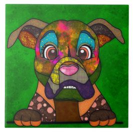 Azulejo de cerâmica para cães feios boxer