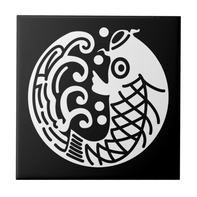 Azulejo de cerâmica para carpas e ondas (Frente)