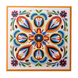 Azulejo de cerâmica para flores de huichol mexican