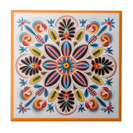 Azulejo de cerâmica para flores de huichol mexican