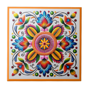 Azulejo de cerâmica para flores de huichol mexican