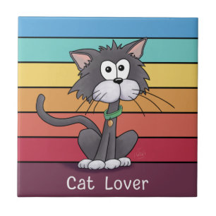 Azulejo de cerâmica para gatos festivos