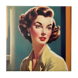 Azulejo de cerâmica para mulheres retrô