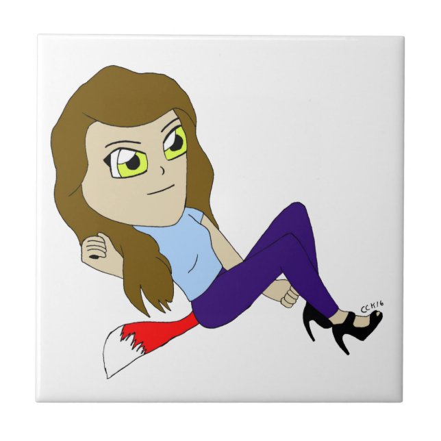 azulejo de cerâmica para raparigas chibi foxy (Frente)