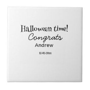 Azulejo De Cerâmica Parabéns no Halloween adicione nome data ano forma