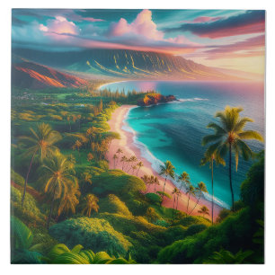 Azulejo De Cerâmica Paraíso Tropical da Ilha de Maui