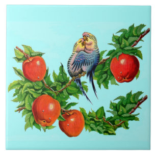 Azulejo De Cerâmica parakeets no amor
