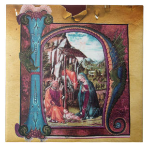 AZULEJO DE CERÂMICA  PARCHE DE NATAL MONOGRAMA DA NATIVIDADE