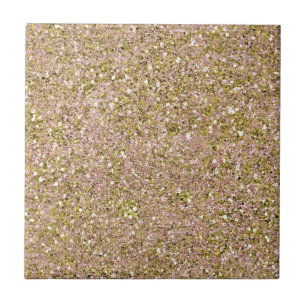 Azulejo De Cerâmica Paredes ou Piso Brilho Rosa Real e Dourado