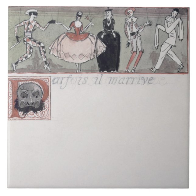 Azulejo De Cerâmica "Parfois IL m'arrive" (tinta e w/c no papel) (Frente)