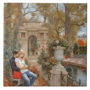 Azulejo De Cerâmica Paris Amor: Fonte Medici Jardim de Luxemburgo