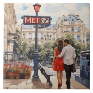 Azulejo De Cerâmica Paris Amor: Passeio Francês Romântico pela Estação