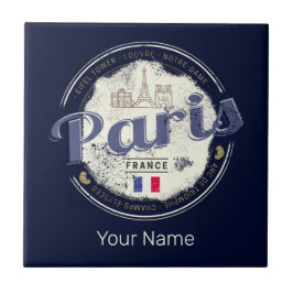 Azulejo De Cerâmica Paris Capital França Torre Eiffel Vintage Souvenir