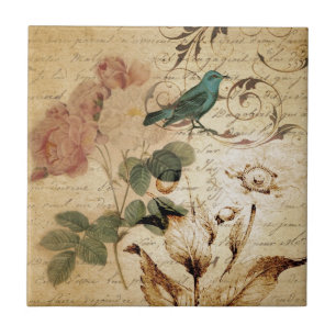 Azulejo De Cerâmica Paris chique boémia Scripts botânico francês do