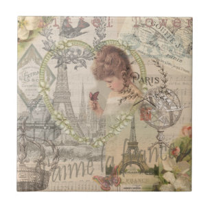 Azulejo De Cerâmica Paris França Garota Bonita Suave Torre Eiffel