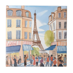 Azulejo De Cerâmica Paris França Torre Eiffel Aquarela Francesa