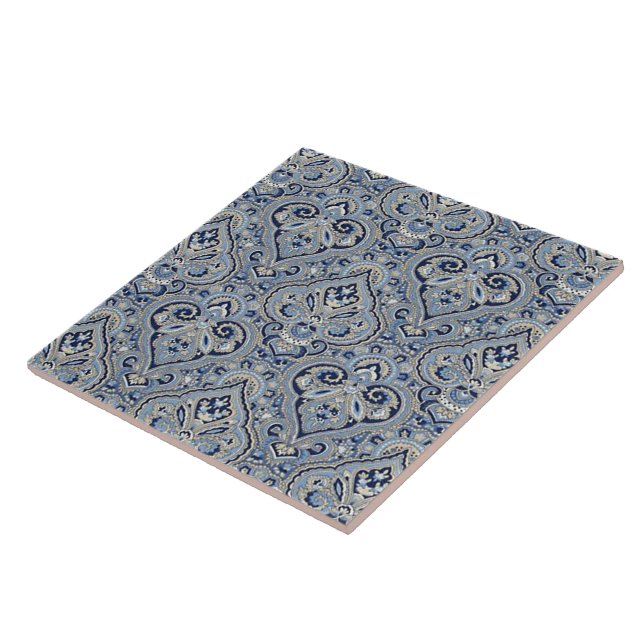 Azulejo De Cerâmica Paris Paisley Indigo (Lateral)