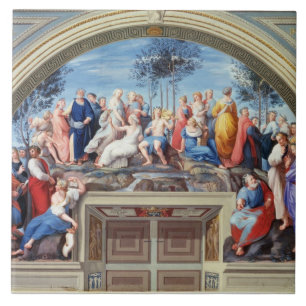 Azulejo De Cerâmica Parnassus e o Disputa, do della S da estância