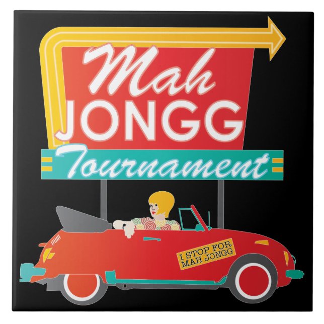 Azulejo De Cerâmica Paro para o sinal retrô de Mah Jongg (Frente)