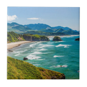 Azulejo De Cerâmica Parque Estadual Ecola, Oregon. Panorama de Crescen