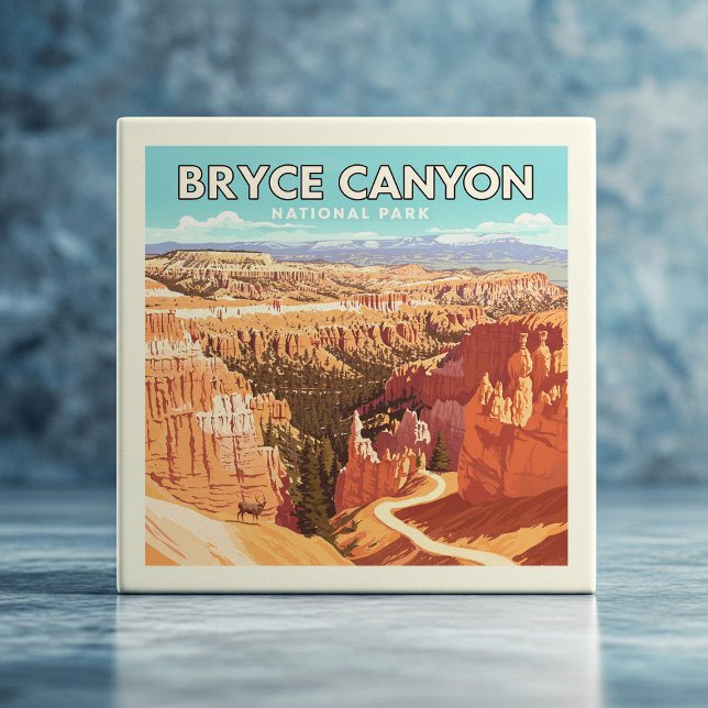 Azulejo De Cerâmica Parque Nacional Vintage Bryce Canyon (Criador carregado)