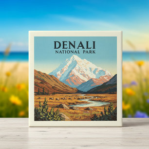 Azulejo De Cerâmica Parque Nacional Vintage Denali