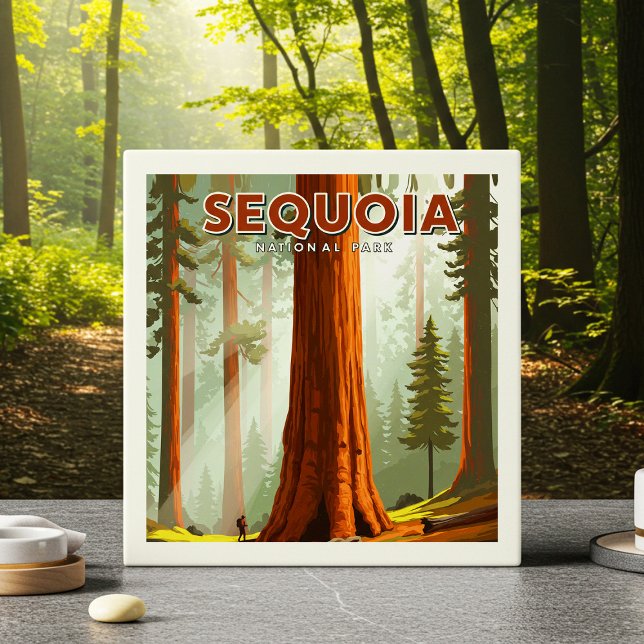 Azulejo De Cerâmica Parque Nacional Vintage Sequoia (Criador carregado)