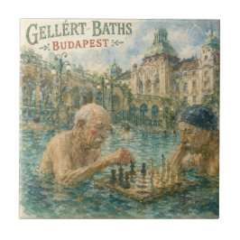 Azulejo De Cerâmica Partida de xadrez Gellert Baths Budapeste Hungria