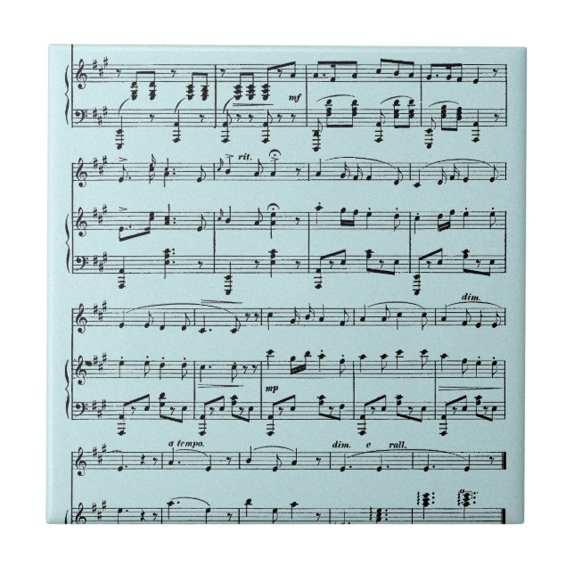Azulejo De Cerâmica Partitura Azul (Frente)