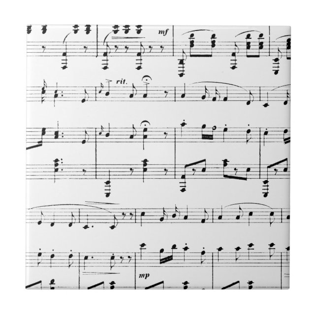 Azulejo De Cerâmica Partitura Branca Música (Frente)