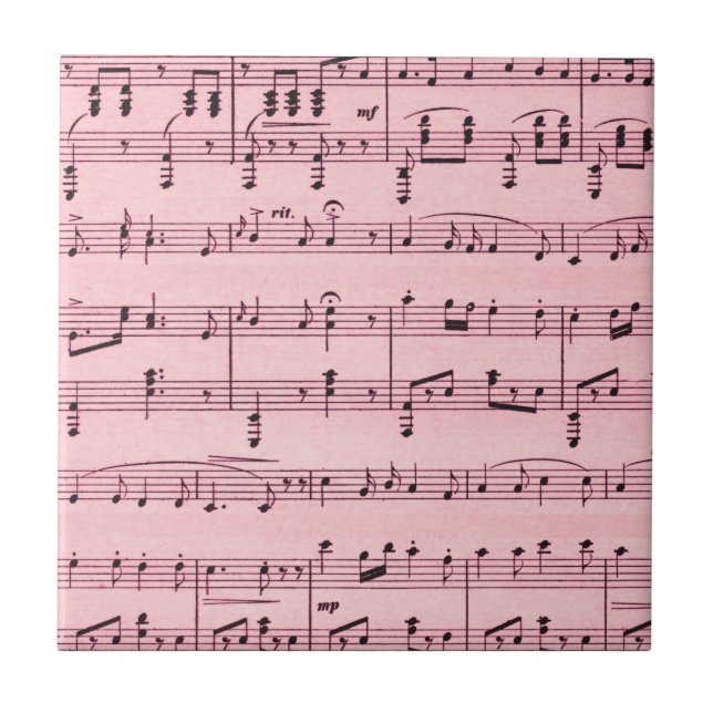 Azulejo De Cerâmica Partitura cor-de-rosa (Frente)