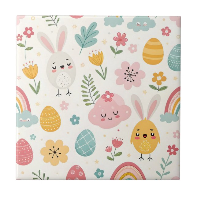 Azulejo De Cerâmica Páscoa Bunny Pattern (Frente)